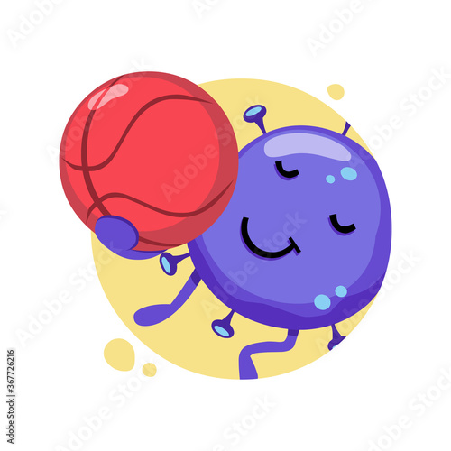 Basketball cartoon of Covid-19. Funny vector design of Coronavirus character