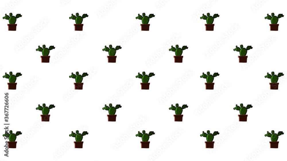 cactus seemless pattern, vector illustration of a set of green icons