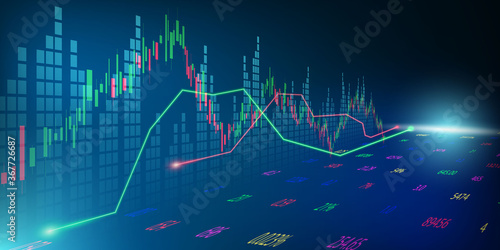 stock market, economic graph with diagrams, business and financial concepts and reports, abstract technology communication concept vector background