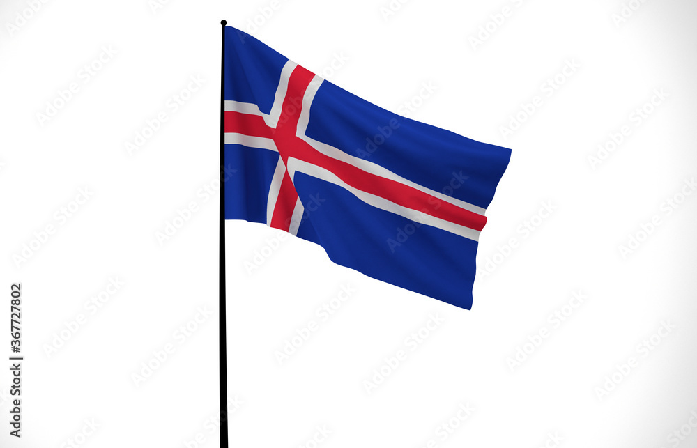 Iceland, Wavy Iceland Flag, Country Flag, 3D Render Iceland, Wavy Iceland Flag, Country Flag, 3D Render