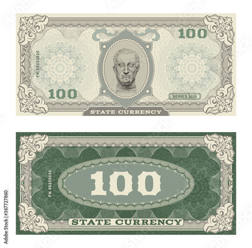Vector money banknotes illustration with portrait of Gattamelata by Donatello classical statue . Side of money bills