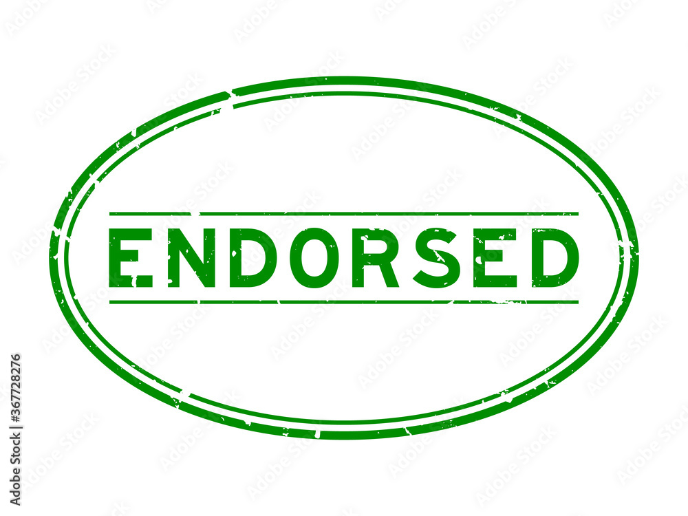 Grunge green endorsed word oval rubber seal stamp on white background Grunge green endorsed word oval rubber seal stamp on white background