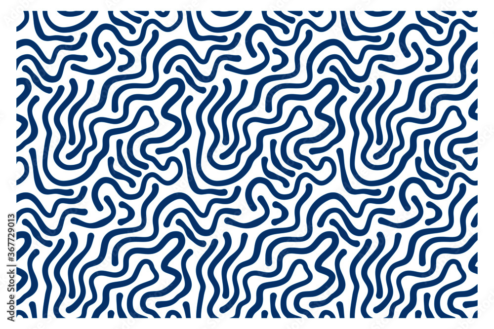 Seamless pattern with blue maze waves. 