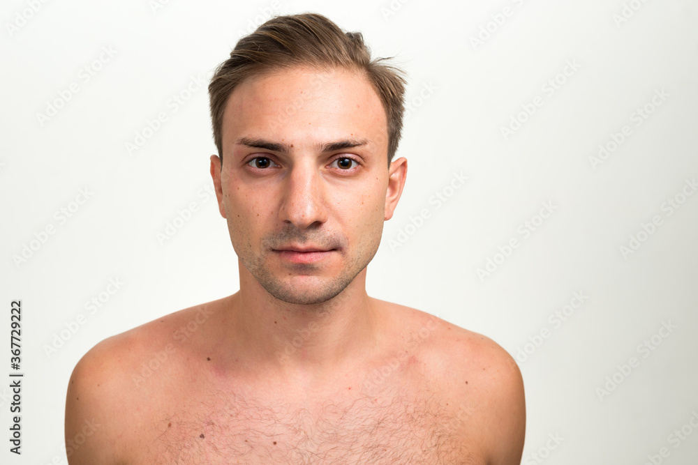 Portrait of man with blond hair shirtless Portrait of man with blond hair shirtless