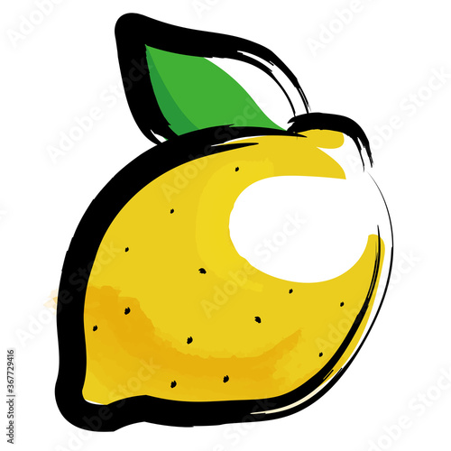 アナログタッチ筆描き水彩画　檸檬レモンのイラスト果物フルーツ｜Lemon illustration