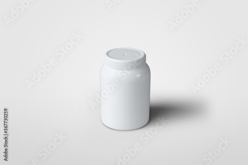 Mockup of white can, isolated on background, top view, for presentation of design or pattern.