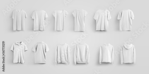 Mockup T-shirts, hoodie, sweatshirt, pullover, with shadows, isolated on background.