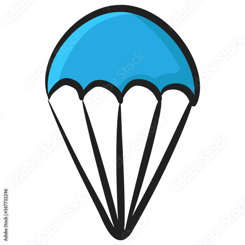 
Parachute to jump, fall or descend, flat vector design 
