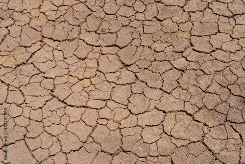 Cracked dry earth, drought breaks ground fissures of the ground.