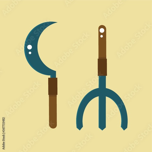 sickle and pitch fork