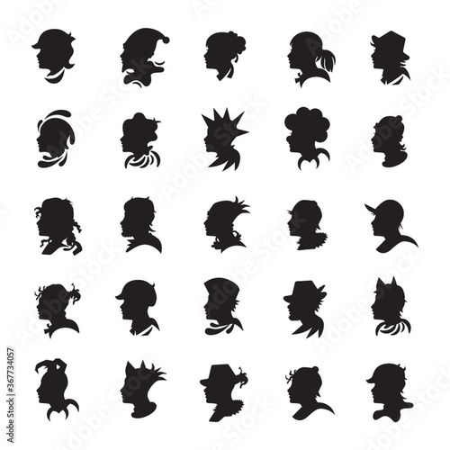 collection of human face silhouette
