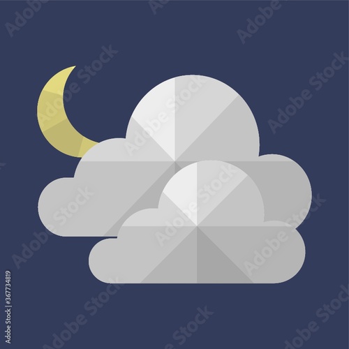 clouds and crescent moon