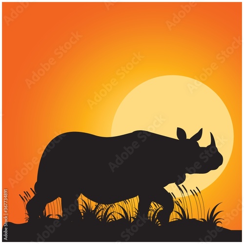 silhouette of rhinoceros © captainvector