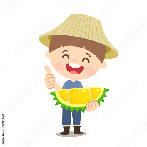 Thai Farmer have Durian Thai Fruit Vector