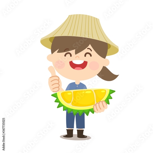 Thai Farmer have Durian Thai Fruit Vector