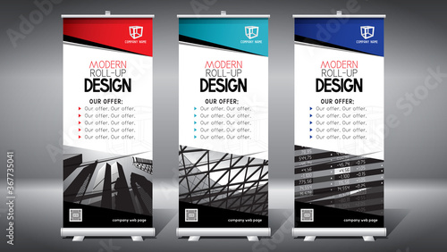 Roll-up template, design (85x200 cm) - modern office buildings, skyscrapers