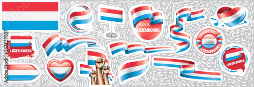 Vector set of the national flag of Luxembourg in various creative designs