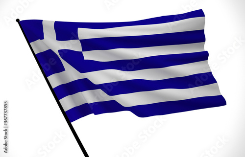 Greece Flag, Wavy Fabric Flag, Greece, 3D Render