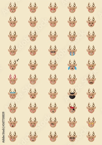 collection of reindeer emoticons