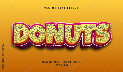 3D Donuts Text effect, Editable Text Style
