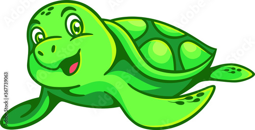Vector of Little Cute Green Turtle