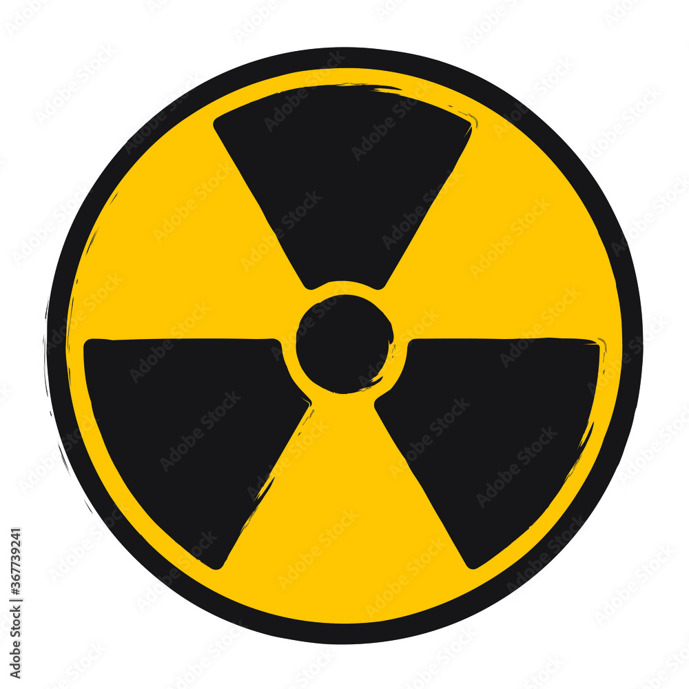 Radioactive symbol icon. Nuclear radiation warning sign. Atomic energy logo. Painted and ink grunge style. Vector illustration image. Isolated on white background. Radioactive symbol icon. Nuclear radiation warning sign. Atomic energy logo. Painted and ink grunge style. Vector illustration image. Isolated on white background.