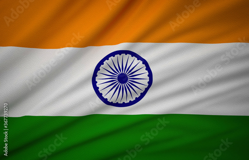 India Flag, Wavy Fabric Flag, India, 3D Render