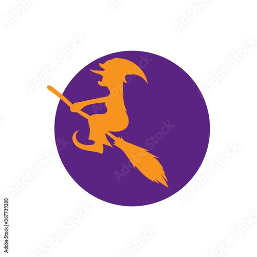 witch flying on broomstick