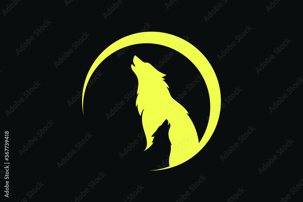 Two Wolves Are Howling with the Moon Vector Design Two Wolves Are Howling with the Moon Vector Design