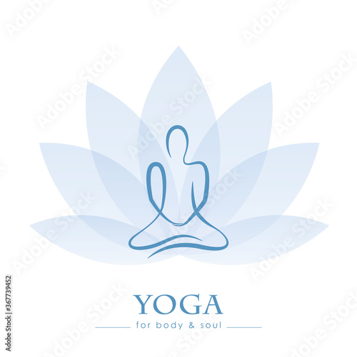 drawing yoga person sitting in a lotus pose meditation vector illustration EPS10