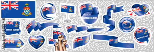 Vector set of the national flag of Cayman Islands in various creative designs