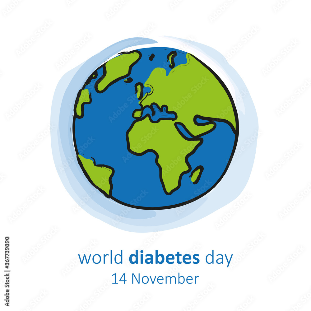 world diabetes day blue earth vector illustration EPS10