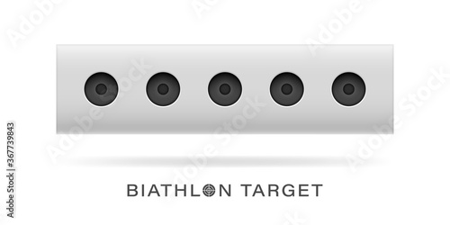 The attribute of winter sports is the biathlon target. A set of open and closed targets. Isolated grouped vector object.