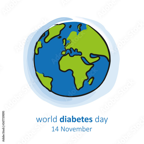 world diabetes day blue earth vector illustration EPS10