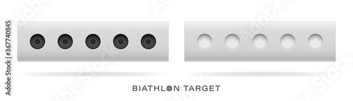 The attribute of winter sports is the biathlon target. A set of open and closed targets. Isolated grouped vector object.
