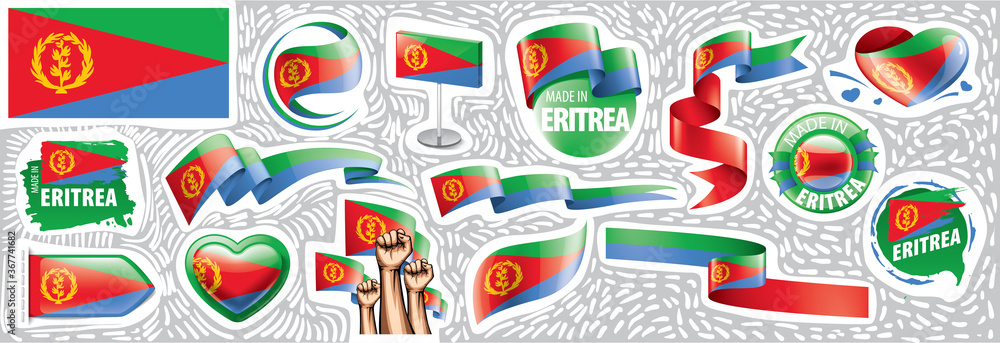 Vector set of the national flag of Eritrea in various creative designs