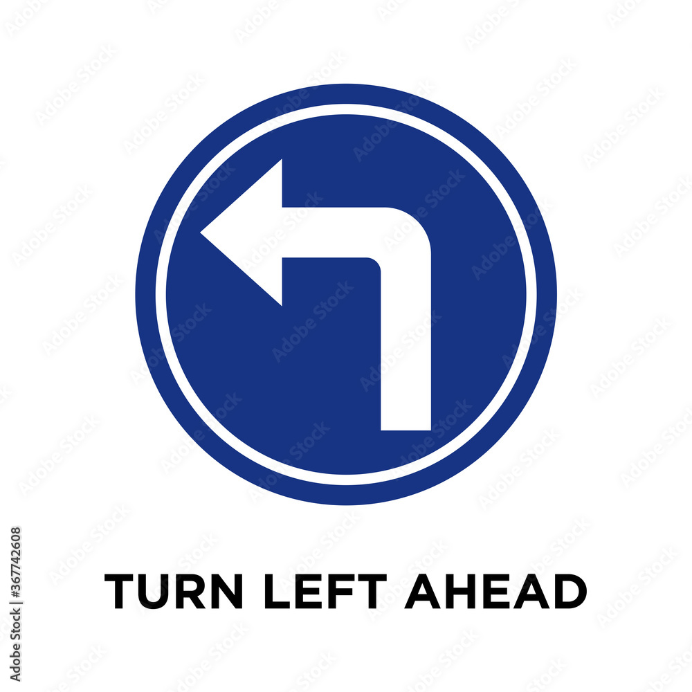 turn left ahead - traffic sign icon vector design template turn left ahead - traffic sign icon vector design template