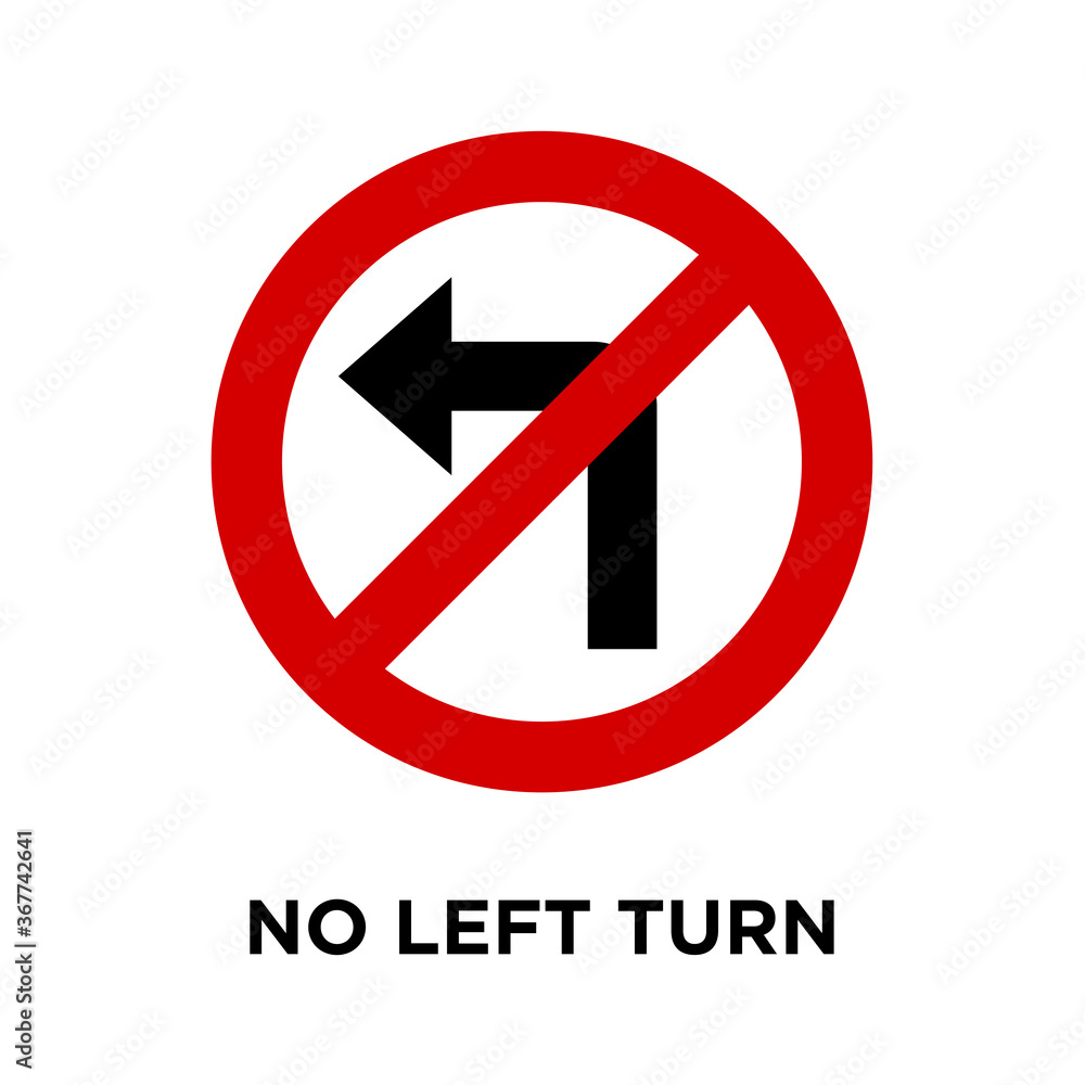 no left turn - traffic sign icon vector design template no left turn - traffic sign icon vector design template