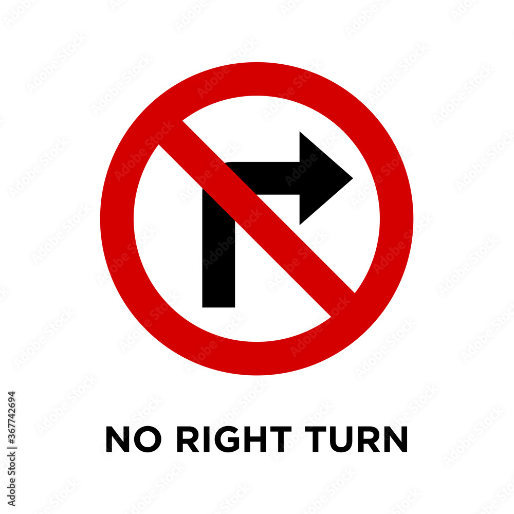 no right turn - traffic sign icon vector design template no right turn - traffic sign icon vector design template