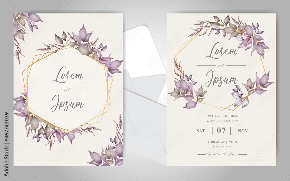 Geometric Wedding Invitation Set with Elegant Foliage