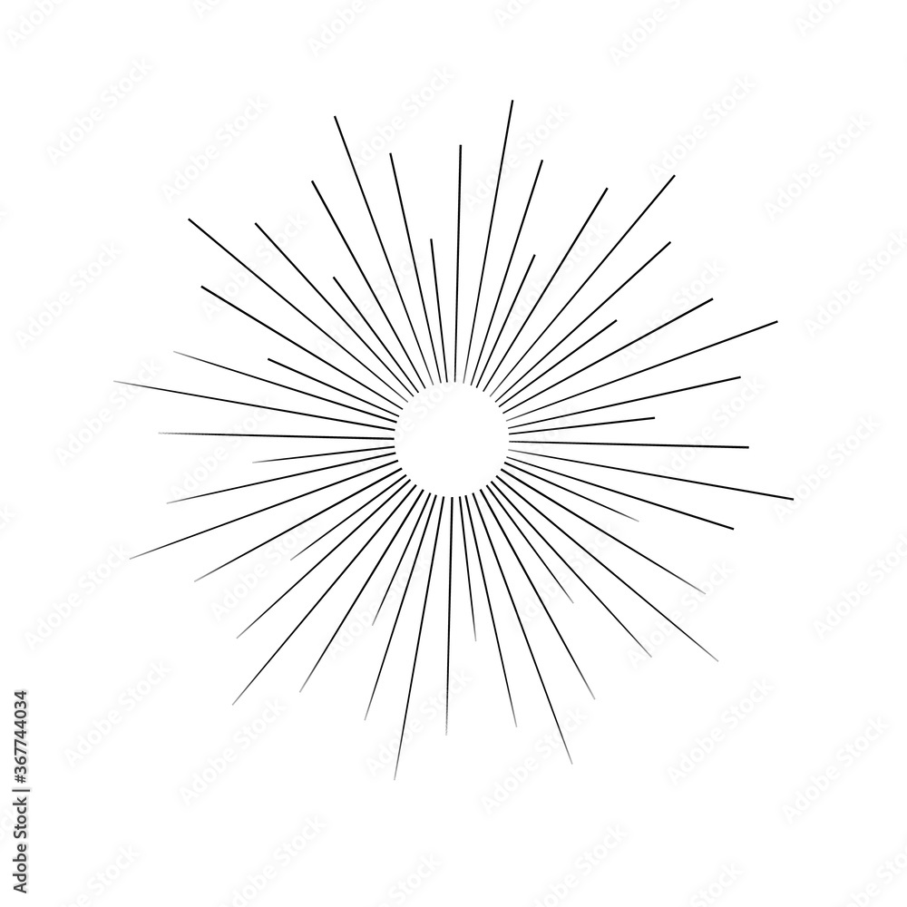 Obraz premium Sun burst, star burst sunshine. Radiating from the center of thin beams, lines.