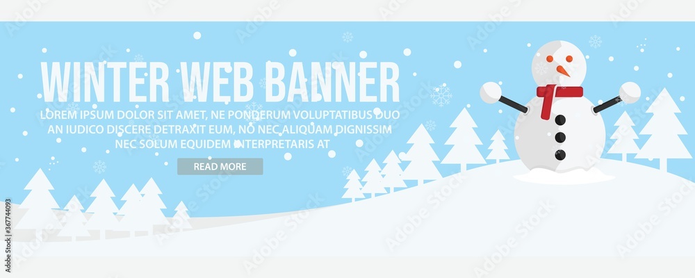 Winter landscape web banner template design