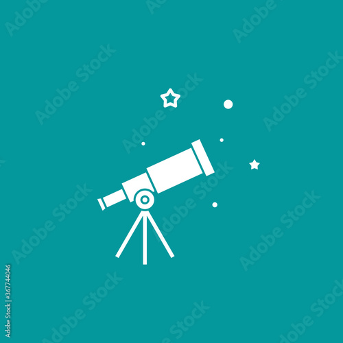 telescope with stars. Space spyglass. Astronomy, science, searching, looking symbol.