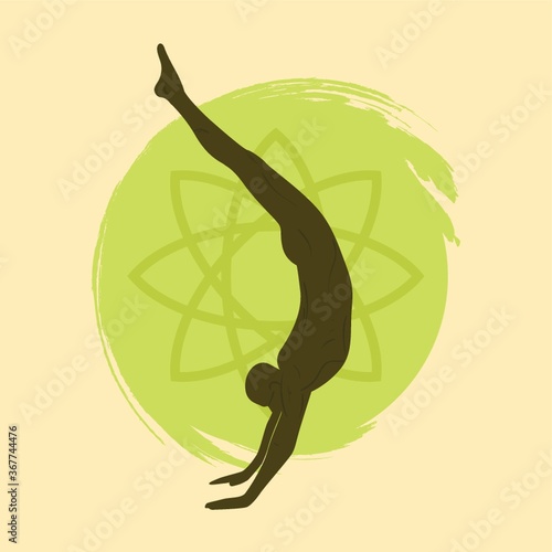 man practicing yoga in handstand pose