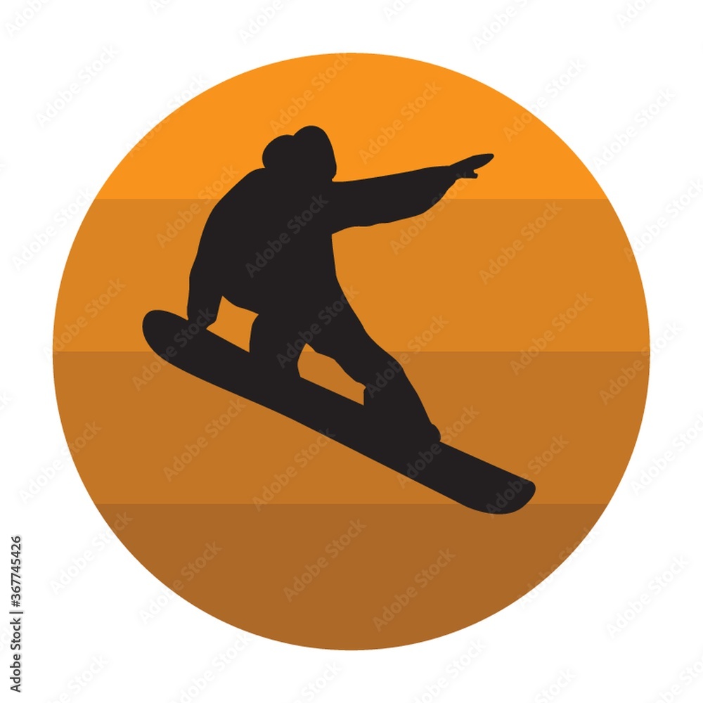 silhouette of a snow surfer