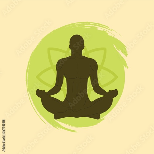 man practicing yoga in half lotus pose
