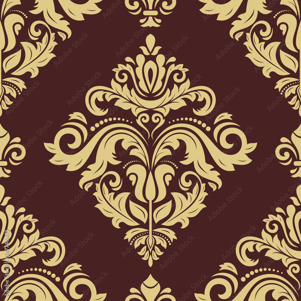 Orient vector classic pattern. Seamless abstract brown and golden background with vintage elements. Orient background. Ornament for wallpaper and packaging
