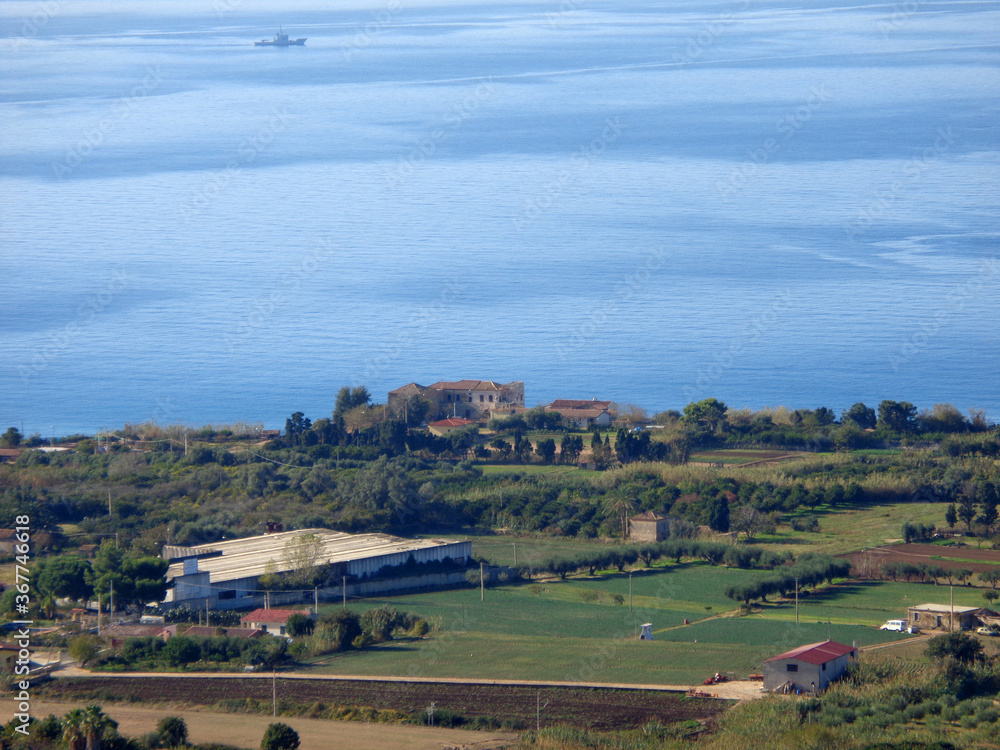 rural landscape with village