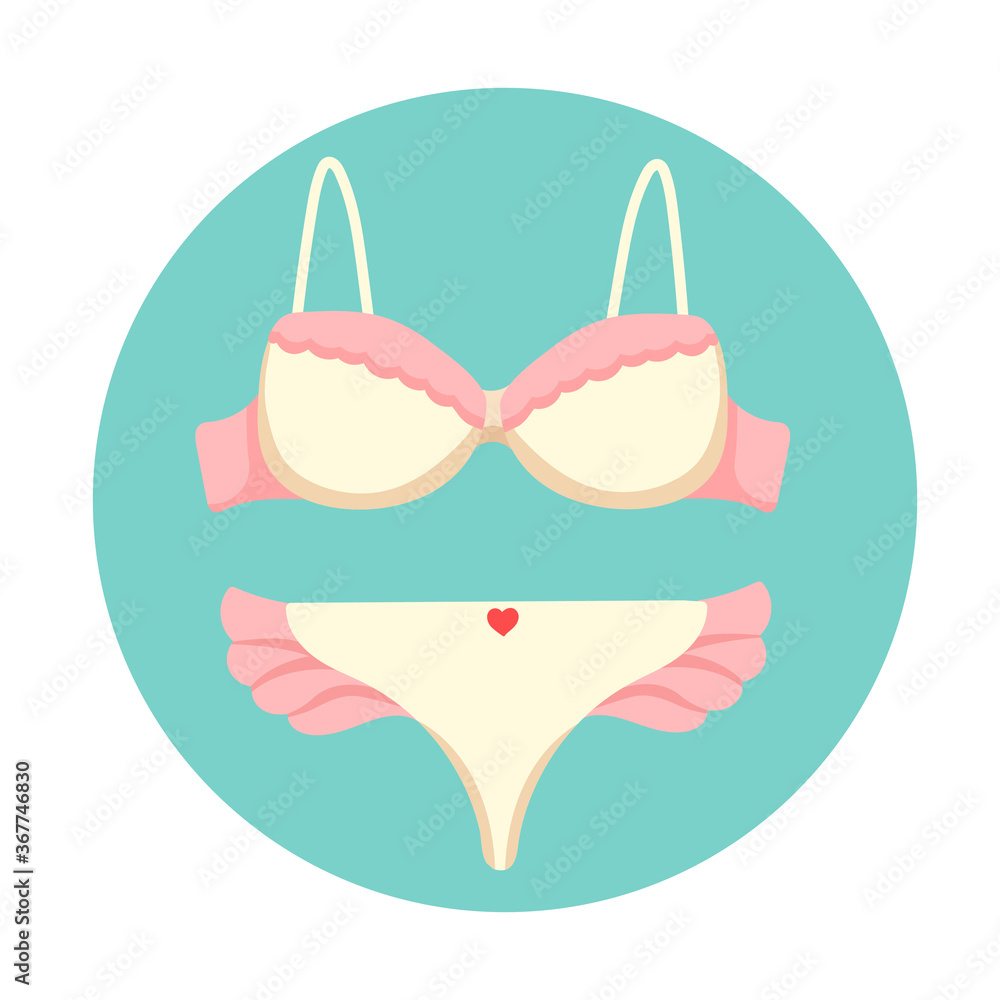 vector women's underwear.feminine lingerie with pink lace.romantic bra and underpants on a blue background. for web,design,graphic.cartoon and flat style.
