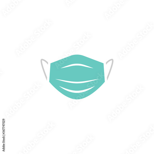 Blue flat medical mask isolated on white background. Quarantine symbol.